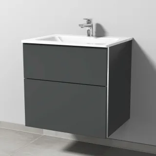 Sanipa 3way Glas-Set Glas-Waschtisch und Unterbau mit 2 Auszügen, Anthrazit-Matt BR20122