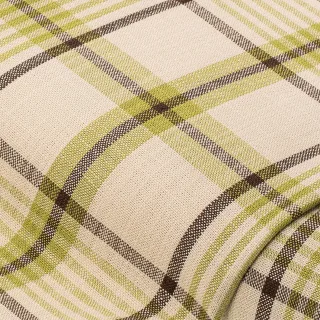 Dekostoff in Leinen-Optik "Karo", natur/grün