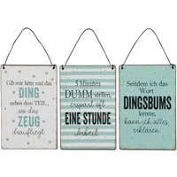 Levandeo® Wandbild, 3er Set Blechschilder H15cm Lustige Sprüche Bunt Wandbild Wanddeko