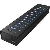 IB-AC6113, USB-Hub schwarz, 13x USB 3.0, inkl. Ladeanschluss