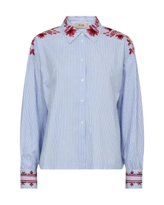MOS MOSH - MMOsmo Stripey Shirt brunnera blue - Gr. - XL