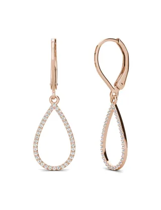 Laelia Ohrringe mit baumelndem Ring - Rose Gold und Kristall
