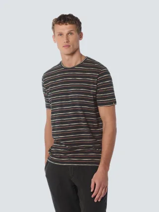 No Excess - T-Shirt Crewneck Multi Coloured Stripes night - Gr. - S