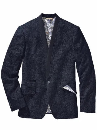 Mey & Edlich Herren Blaue-Stunde-Jackett Blau 90 % Schurwolle, 9 % Polyamid, 1 % Elasthan
