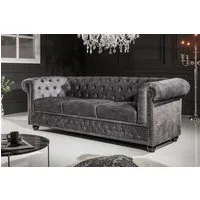 riess-ambiente 3-Sitzer CHESTERFIELD 205cm grau, Einzelartikel 1 Teile, Wohnzimmer · Sofa · Samt · Federkern