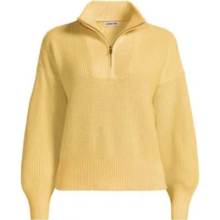 Stehkragenpullover mit Reißverschluss DRIFTER, Damen,  Gelb, Baumwolle, by Lands' End