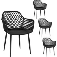 STEELSØN Gartenstuhl Quasira wetter- & UV-beständig (schwarz, 4er Set), outdoor Loungesessel mit Armlehnen, verfügbar als 2er/4er/6er Set