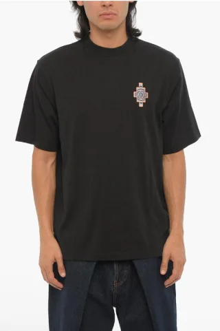 Einfarbiges OPTICAL CROSS T-Shirt mit Rundhalsausschnitt in Schwarz