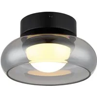 GLOBO LIGHTING Deckenleuchte CARLENE, LED fest integriert, Schwarze Deckenleuchte mit Rauchglas und Acryl opal, LED 6W