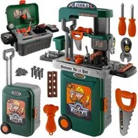 KRUZZEL Spielwerkzeugkoffer Kinder Werkbank mit Werkzeugkoffer – Spielzeug für kleine Handwerker, (Mobiler Werkzeugkoffer mit Spiel-Werkbank und Zubehör), Kinder-Werkbank mit umfangreichem Werkzeugset für kleine Handwerker
