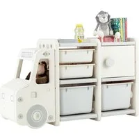 KOMFOTTEU Spielzeugtruhe Spielzeugregal Kinderregal, mit 4 Boxen & 1 Schrank