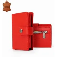 herémood Geldbörse Portemonnaie Damen & Herren, Leder Geldbörse Wallet mit RFID Schutz (Leder Geldbörse, Geburtstagsgeschenk für Frauen, Hochzeitsgeschenk, 1-tlg., Slim Kartenetui Rot Ausweishülle Geldklammer Damen Herren Wallet), Geschenk für Männer