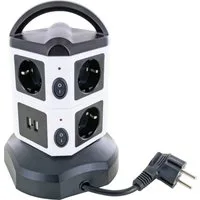 Schwaiger Bürostuhl Schwaiger Steckdosentower 7-fach + 2x USB weiß, Würfelform