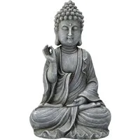 Figuren Shop GmbH Dekofigur Buddha Figur grau - Chin Mudra - Mythologie Dekoration Dekofigur