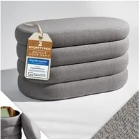 Blumtal Sitzhocker Hocker mit Stauraum mit Bouclé oder Velvet-Bezug, robuste Sitztruhe mit Stauraum und extrem Dickes MDF