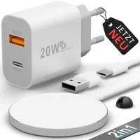 GreenHec MagSafe + 20w Dual Charger Wireless Ladegerät Adapter Netzteil Schnelllade-Gerät (0,00 mA, Spar-Set, 20w Dual Charger + 15w MagSafe Ladegerät, für Apple iPhone 17 16 15 14 13 12 Pro Max mini Plus Ladepad)