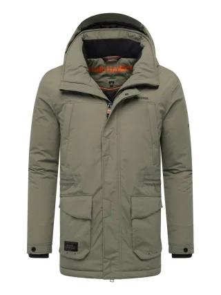 Stone Harbour Herren Parka Wadiim mit Kapuze & Zwei-Wege-Reißverschluss