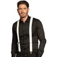 Boland Kostüm Hosenträger Weiß – Basic Y-Form verstellbar für Unisex Karneval Party, versttellbar