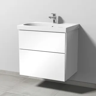 Sanipa 3way Waschtischunterbau zu Geberit Acanto Waschtisch mit 2 Auszügen, Weiß-Glanz BS41678