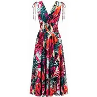 ITALY VIBES Sommerkleid - sommerliches Viskose Maxikleid mit Tropical Print für Damen