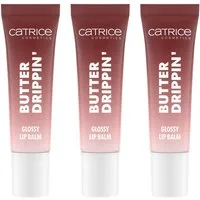 Catrice Lippenbalsam Butter Drippin' Glossy Lip Balm, 3-tlg., Dezenter Farbakzent, geschmeidig, hochglänzend, spendet Feuchtigkeit.