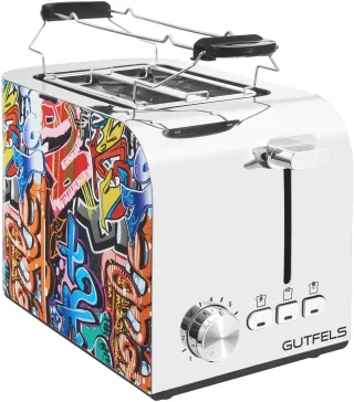 Gutfels Toaster "TOAST 3010 G" 2 kurze Schlitze 850 W 2-Scheiben-Toaster, 850 Watt, Graffitti-Style