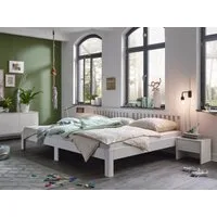 Massivholzbett Familienbett Como (Erle, unbehandelte oder weiße Oberfläche) (zertifiziertes Massivholz), Familienbett