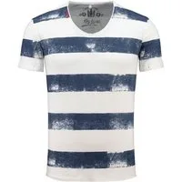Key Largo T-Shirt Airflight vintage Look MT00238 V-Auschnitt gestreift kurzarm slim fit