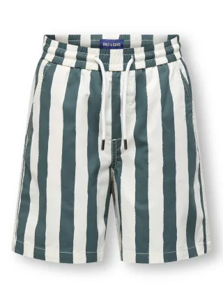 KIDS ONLY - OSJFADE LOOSE STRIPE PRINT 0633 SHORTS Silver Pine - Gr. - 158