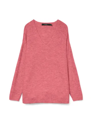 VERO MODA - VMCREWLEFILE LS V-NECK BLOUSE NOOS Coral Paradise - Gr. - XS