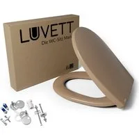 LUVETT WC-Sitz C100 mit Absenkautomatik, Duroplast sanitär, Universelle O-Form (Komplett-Set, Inklusive 3 Befestigungsarten), mit Original SoftClose® Absenkautomatik, Duroplast