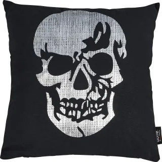 done. Dekokissen "Stone Skull" mit Totenkopf-Applikation, Kissenhüle mit Füllung, 1 Stück