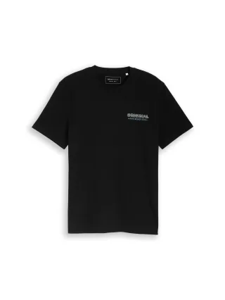 Denim Tom Tailor - Basic T-Shirt mit Logo-Print deep sea black - Gr. - L