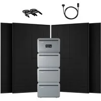 Growatt Balkonkraftwerk 2000W Bifazial PV mit Speicher Growatt NEXA 2000 4096-8192 Wh LFP, (4x 500Wp Full Black und NEXA 2000 All-in-One Speicher), WiFi & Bluetooth-Unterstützung