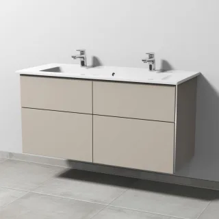 Sanipa 3way Keramik-Set Venticello Keramik-Doppelwaschtisch und Unterbau mit 4 Auszügen, Kaschmir-Ma BP3291U