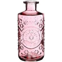 finehomegarden Dekovase 2x Glas Flasche BERLIN Ø9cm H21cm Glasflasche 2erSet Flasche (Set, 2 St., 2 Stück), Glasvase Vintage Vase klar, pink, grün, grau 4Farben wählbar