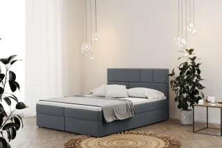 Boxspringbett Schlafzimmerbett CALVIN 200x200cm in Stoff Matt Velvet Grau