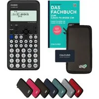 CASIO Taschenrechner fx-82DE CW inkl. Schutztasche Schwarz & Fachbuch (96 Seiten, DIN A5)