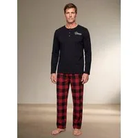 Henry Terre Pyjama Pyjama Set Langarm - karierte Hose