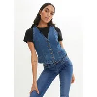 bonprix Jeansweste aus Baumwollmischung, taillierte Passform, mit Knopfleiste