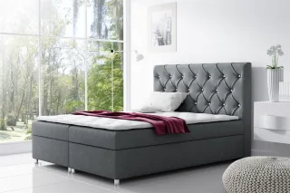 Boxspringbett Schlafzimmerbett DOLCE Polyesterstoff Grau 140x200cm