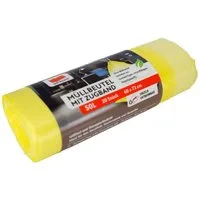 QuickPack Müllbeutel 20 Müllsäcke in Gelb 50L reißfest & flüssigkeitsdicht Folienbeutel, mit Zugband