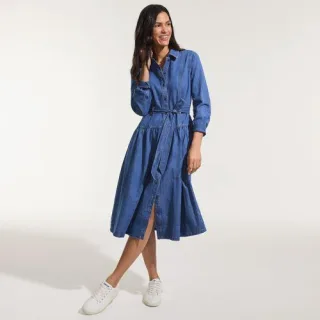 Jeans-Midikleid in Petite-Größe, Damen, size: petite, Blau, by Lands' End