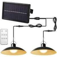 Rosnek LED Außen-Deckenleuchte Solar, Vintage, wasserdicht, dimmbar, für Garten Hof Schuppen, SMD5050 LED-Perlen, Warmweiß, Weiß, Fernbedienung, Zeitschaltuhr, Garage Camp Deko
