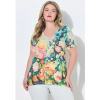 MIAMODA T-Shirt T-Shirt A-Linie Blumenmuster Glitzersteinchen