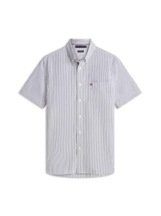 Tommy Hilfiger - Gestreiftes Seersuckerhemd blau - Gr. - M