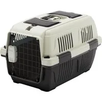 Dehner Tiertransportbox Lieblinge Dino, für kleine Hunde / Katzen, 37 x 35 x 57 cm, grau, robust und pflegeleicht