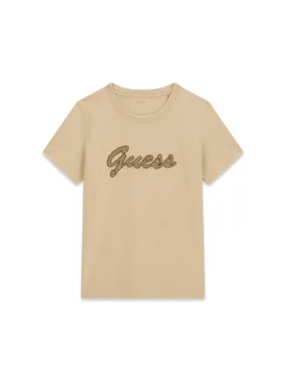 Guess - SS CN BEADS SCRIPT TEE SAFARI TAN - Gr. - M