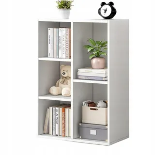 Bücherregal,, Weiß, Holzwerkstoff, 50x80x24 cm, Wohnzimmer, Regale, Bücherregale
