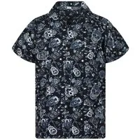 King Kameha Hawaiihemd Skull Funky Hawaii-Hemd Herren Kurzarm Front-Tasche Stylish Unisex
